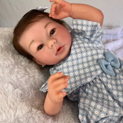 BEBÊ REBORN MENINA DE CABELO E OLHOS CASTANHOS COM MAMADEIRA - comprar online