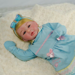 Bebê Reborn Menina Corpo de Pano 48 cm Com Acessórios - Mundo Azul e Rosa