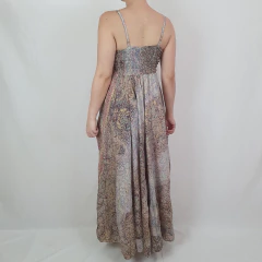 Vestido Longo Boho Chic Paisley Floral Toque de Seda Indiana na internet