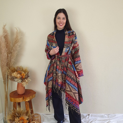 Casaco Feminino Boho Tipo Kimono com Corte Assimétrico