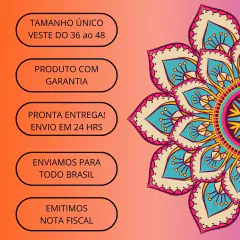 Vestido Indiano Longo Manga 3/4 Elastex Na Cintura Ajustável