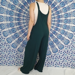 Macacão Estilo Jardineira Salopete Feminina Verde Com Bolso