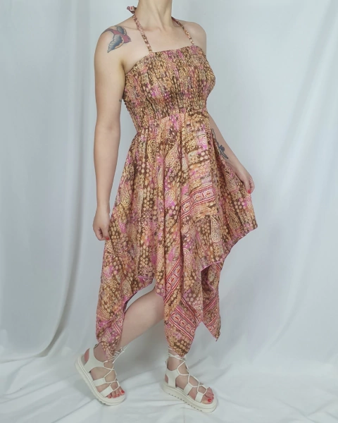 Vestido Longo Verão Casual Estampado Indiano Hippie e Boho Chic