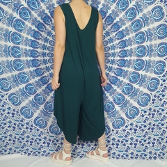 Macacão Pantacourt Assimétrico Com Bolso Verde-escuro Hippie e Boho - loja online