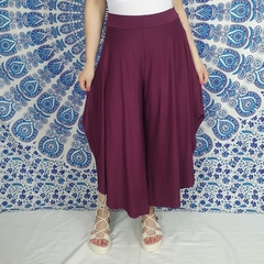 Calça Pantalona Pantacourt Com Bolso Boho Chic Uva - comprar online