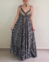 Vestido Longo Indiano Estampa Floral Toque De Seda Paisley