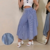 Calça Pantalona Pantacourt Com Bolso Boho Chic Navy Listrada
