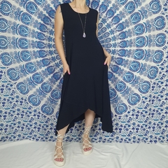 Vestido Mullet Relax Em Malha Com Bolso Preto Hippie e Boho Roupas Femininas