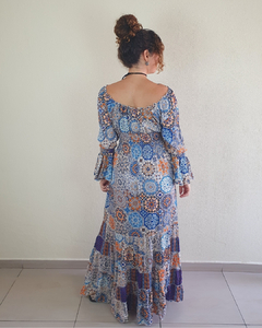 Vestido Boho Chic Longo Estampa Floral Indiano