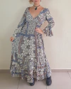 Vestido Boho Chic Longo Estampa Floral Indiano