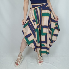 Calça Pantalona Pantacourt Com Bolso Boho Jade