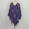 Poncho Estampado Étnico Unissex Com Bolso e Capuz Hippie e Boho 