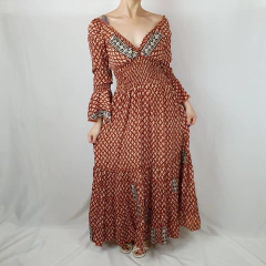 Vestido Boho Chic Bohemio Estilo Hippie e Boho Chi Longo Indiano Estampado Floral