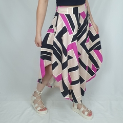 Calça Pantalona Pantacourt Com Bolso Boho Quartzo Rosa - Hippie e Boho