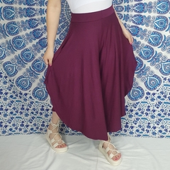 Calça Pantalona Pantacourt Com Bolso Boho Chic Uva na internet