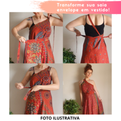 Saia Indiana Longa Multiformas Estampa Boho Chic Dupla Face - loja online