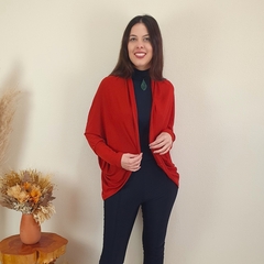 Cardigan Feminino Estilo Boho com Corte Arredondado Terracota
