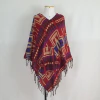 Poncho Estampa Étnica Com Bolso E Capuz Unissex Hippie
