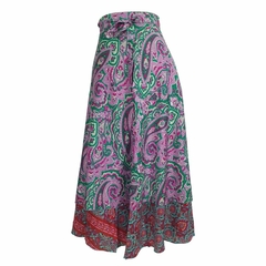 Saia Longa Indiana Estampada Hippie e Boho Saia Envelope Saia Transpassada Vira Vestido