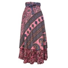 Saia Longa Indiana Floral 2 em 1 Estilo Boho Hippie