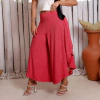 Calça Pantalona Pantacourt Com Bolso Boho Chic Jaspe Vermelha