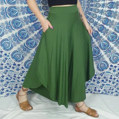 Calça Pantalona Cintura Alta Pantacourt Com Bolso Boho Chic