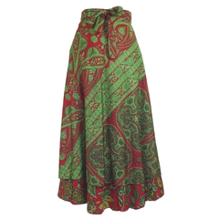 Saia Longa Indiana Estilo Envelope Dupla Face Vira Vestido