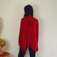 Cardigan Feminino Estilo Kimono com Capuz Boho Chic Terracota