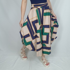 Calça Pantalona Pantacourt Com Bolso Boho Jade na internet
