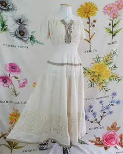 Vestido Longo Indiano Boho Chic em Laise com Forro