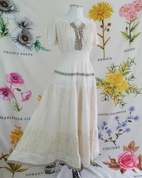Vestido Longo Indiano Boho Chic em Laise com Forro
