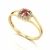 Anel Small Square Granada e Diamantes Naturais Ouro 18k - comprar online