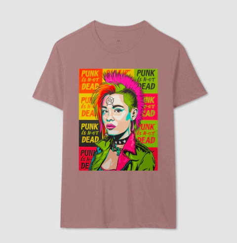 Camiseta Punk Rock Pop Art – Garota Punk Anos 80, Arte Urbana Rebelde e Atitude Underground - loja online