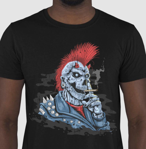 Camiseta Punk Rock caveira moicana