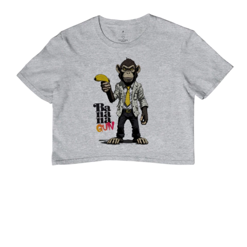 Camiseta Croppet Banana Gun, macaco. - loja online