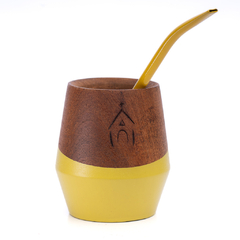 Mate madera color con bombilla