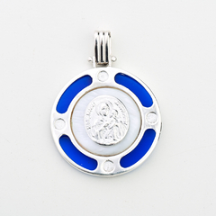 Medalla Plata Mater nácar y azul