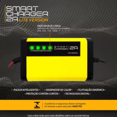 CARREGADOR DE BATERIA AUTOMOTIVA 12V 2A COM INDICATIVO DE CARGA SMART CHARGER - Terratop Aventura