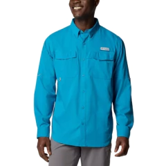 CAMISETA MASCULINA MANGA LONGA DRY FPU 40 BLOOD AND GUTS V AZUL ECHO FM9112-462 COLUMBIA