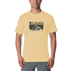 CAMISETA MASCULINA MANGA CURTA MALHA FRACTAL PEAKS AMARELO CAMEL 321048292 COLUMBIA