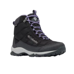 BOTA FEMININA TÉRMICA IMPERMEÁVEL WATERPROF FIRECAMP BOOT PRETO E ROXO BL5828-010 COLUMBIA