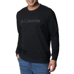 BLUSÃO MASCULINO MOLETOM S/ CAPUZ LOGO CREW PRETO AM0358-017 COLUMBIA - comprar online