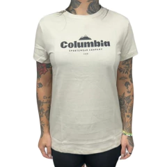 CAMISETA FEMININA MANGA CURTA ALGODÃO ELEVATED HIGH BEGE STONE 321061278 COLUMBIA