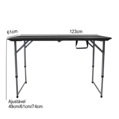 Imagem do MESA DOBRÁVEL ROBUST DE AÇO/POLIETILENO 1,23X0,61M PRETO NAUTIKA