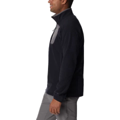 BLUSÃO MASCULINO FLEECE OUTDOOR TRACKS HALF ZIP PRETO E CINZA GREY AM0883-010 COLUMBIA - comprar online