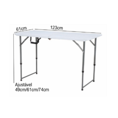 Imagem do MESA DOBRÁVEL ROBUST DE AÇO/POLIETILENO 1,23X0,61M BRANCA NAUTIKA