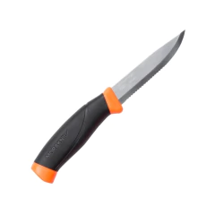 FACA COMPANION SHARP POINT LAMINA SERRILHADA COM BAINHA RÍGIDA LARANJA E PRETO MORAKNIV