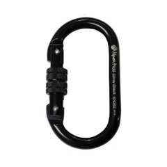 MOSQUETÃO DE AÇO TIPO OVAL C/ TRAVA ROSCA SILVER BLACK 25KN PRETA ALPEN PASS