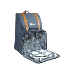 BOLSA MOCHILA TÉRMICA COM KIT PICNIC 4P PARK KIT AZUL NAUTIKA