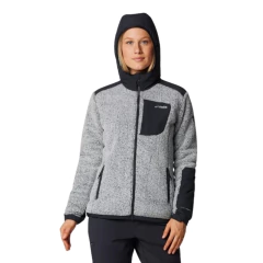 JAQUETA FEMININA SHERPA ARCTIC CREST TITANIUM FULL ZIP CINZA E PRETO AK8804-100 COLUMBIA